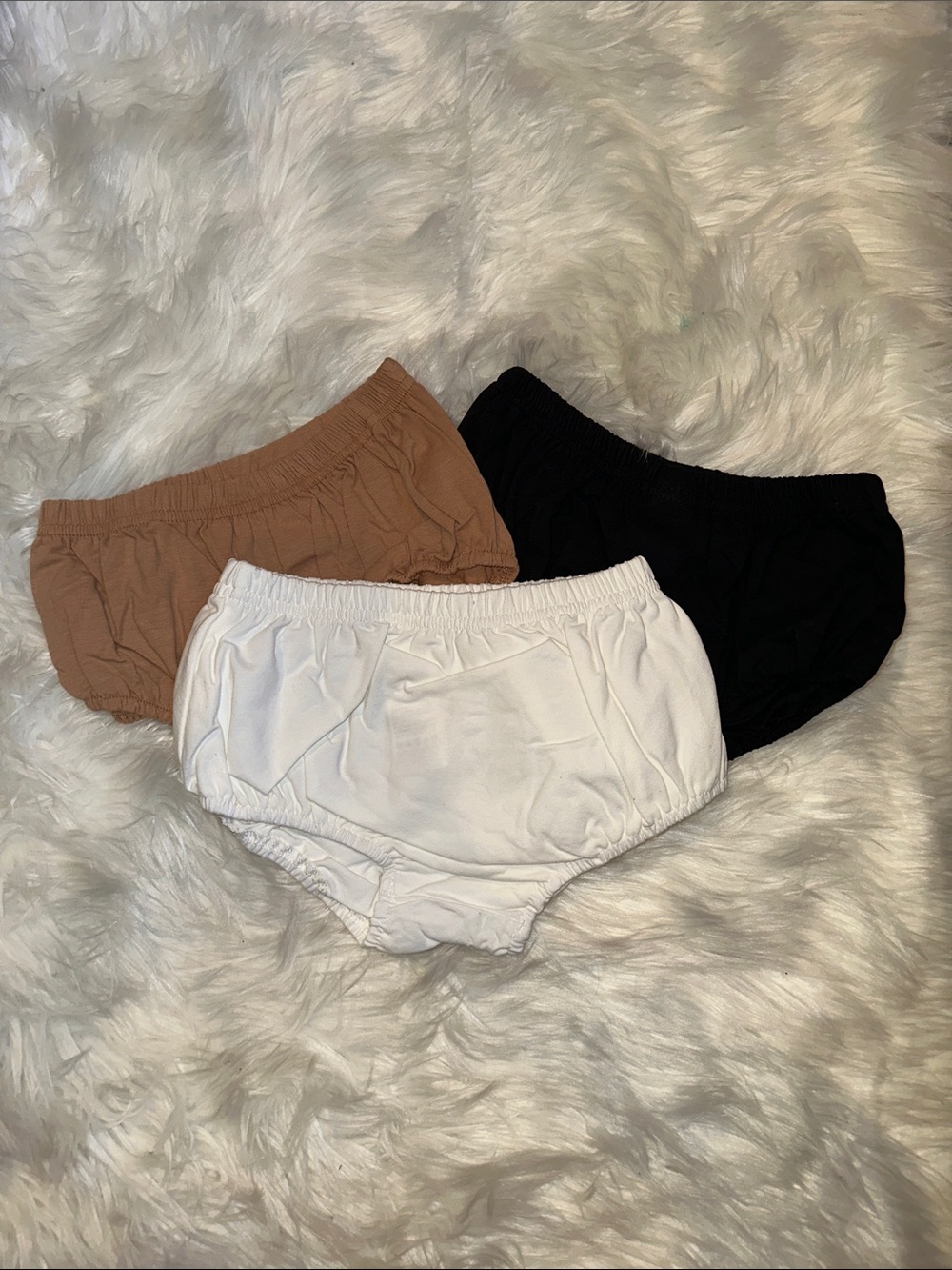 SHEIN Girls 3-Pack Bloomers in White, Black & Tan